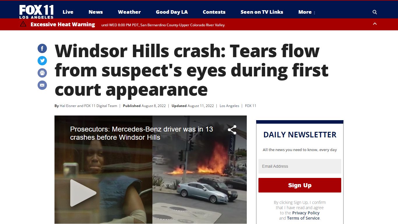 Windsor Hills crash: Tears flow from suspect's eyes during first court ...